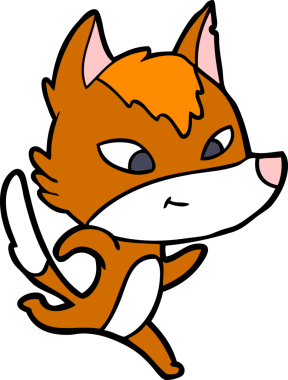 Bir insan tarafından çizilmiş tilki çizgi film karakteri