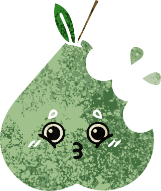 Bir insan tarafından çizilmiş bir armutun retro çizim tarzı karikatürü