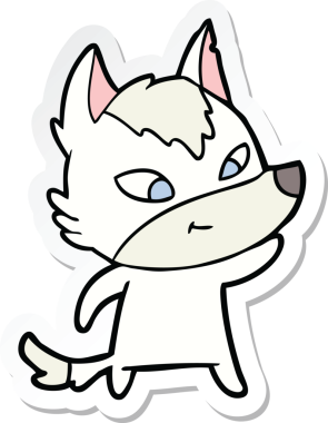 Bir insan tarafından çizilmiş dost canlısı bir kurt çizgi filminin çıkartması.