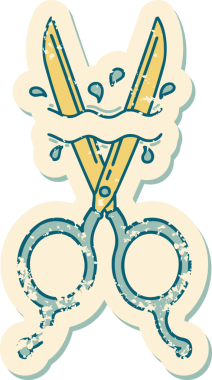 Bir insan tarafından çizilmiş berber makasının sembolik dövmeli görüntüsü