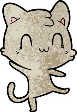 Bir insan tarafından çizilmiş mutlu bir kedi.