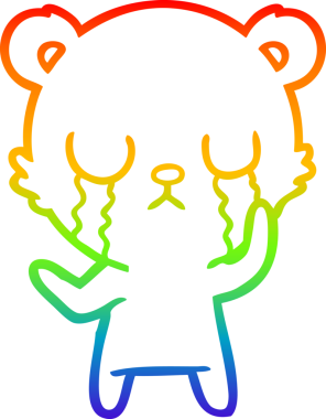 Bir insan tarafından çizilmiş ağlayan çizgi film ayısının çizimi.