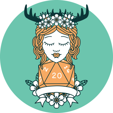 Bir insan tarafından çizilmiş 20 rulo doğal Druid ikonu.