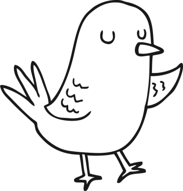 Bir insan tarafından çizilmiş çizgi film kuşu.