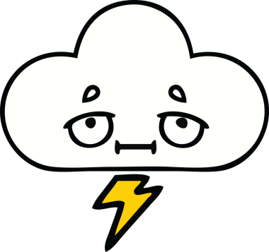 Bir insan tarafından çizilmiş güzel bir gök gürültüsü bulutu karikatürü