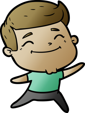 Bir insan tarafından çizilmiş mutlu çizgi film adamı.