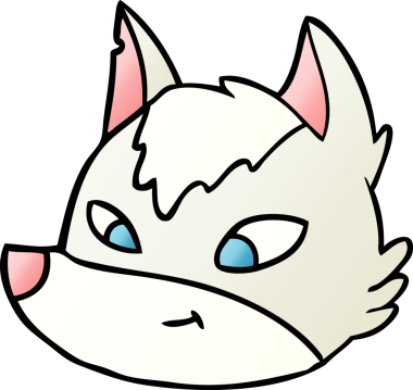 Bir insan tarafından çizilmiş bir kurt yüzü.