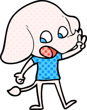 Bir insan tarafından çizilmiş şirin bir fil.