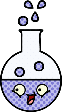 Bir insan tarafından çizilmiş bir test tüpünün çizgi romanı.