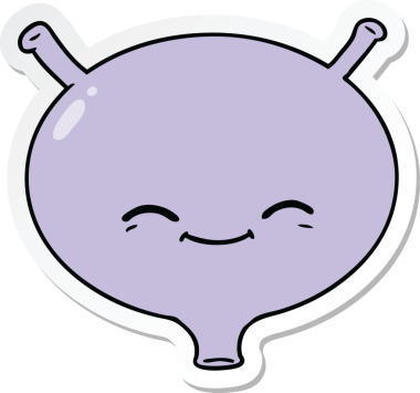 Bir insan tarafından çizilmiş karikatür mesanesi çıkartması.