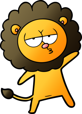 Bir insan tarafından çizilmiş yorgun bir aslan.