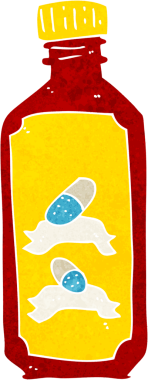 Bir insan tarafından çizilmiş eski bir ilaç şişesi.