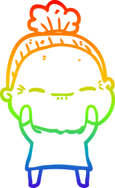 Gökkuşağı gradyan çizimi bir insan tarafından çizilmiş barışçıl yaşlı bir kadının çizimi