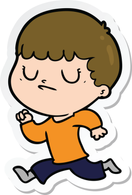 Bir insan tarafından çizilmiş huysuz bir çocuğun çıkartması.