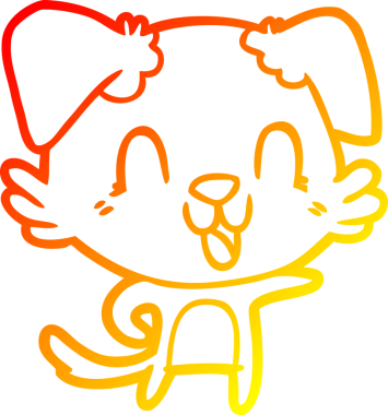 Bir insan tarafından çizilmiş gülen çizgi film köpeğinin sıcak çizgi çizgisi.