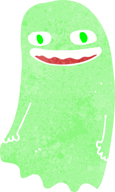 Bir insan tarafından çizilmiş komik çizgi film hayaleti.