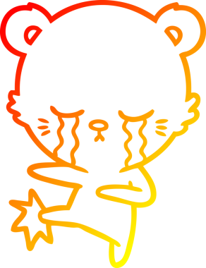 Bir insan tarafından çizilen ağlayan çizgi film kutup ayısının sıcak çizgi çizimi