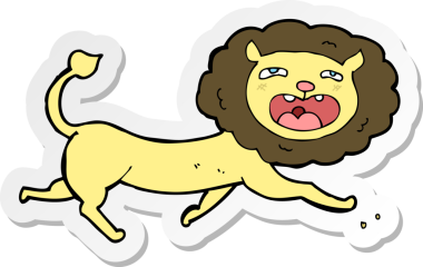 Bir insan tarafından çizilmiş karikatür aslanının çıkartması.