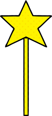 Bir insan tarafından çizilmiş bir yıldız değneğinin çizgi romanı.