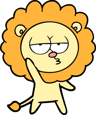 Bir insan tarafından çizilen sıkılmış aslan çizimi.