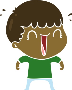 Bir insan tarafından çizilmiş düz renkli karikatür adam.