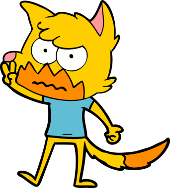 Bir insan tarafından çizilmiş tilki çizgi film karakteri