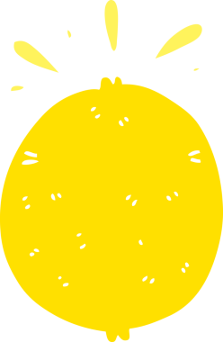 Bir insan tarafından çizilmiş düz renk çizgi film limonu