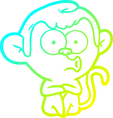 Bir insan tarafından çizilen korna çalan bir maymunun soğuk çizgi çizimi.