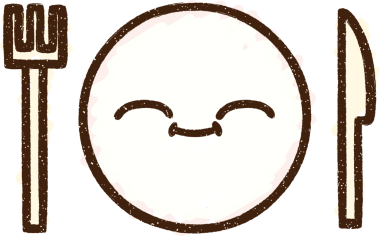 Tabak ve çatal bıçak tebeşiri bir insan tarafından çizilmiş.