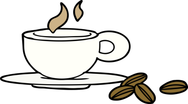 Bir insan tarafından çizilmiş güzel bir fincan kahve.