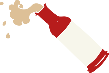 Bir insan tarafından çizilmiş köpüklü bira şişesi.