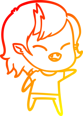 Bir insan tarafından çizilmiş gülen vampir kız çizgi filmi.