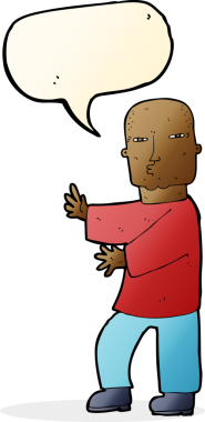 Bir insan tarafından çizilmiş konuşma balonlu sert adam çizgi filmi.