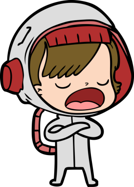 Karikatür astronot kadın bir insan tarafından çizilmiş.