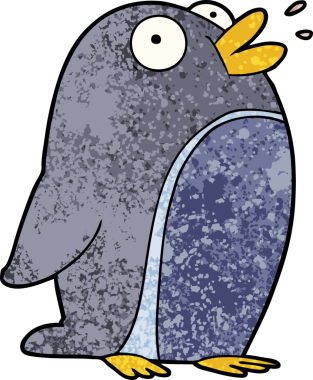 bir insan tarafından çizilmiş penguen çizgi filmi