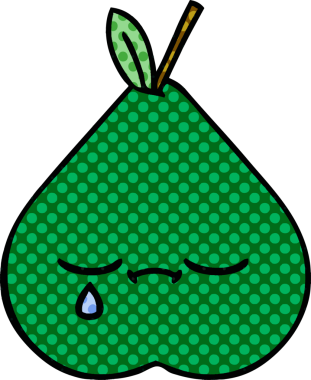 bir insan tarafından çizilmiş bir armut karikatürü.