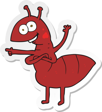 Bir insan tarafından çizilmiş karınca çıkartması.