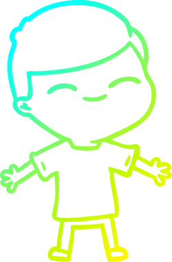 Bir insan tarafından çizilmiş gülümseyen bir çizgi film karakteri çizimi