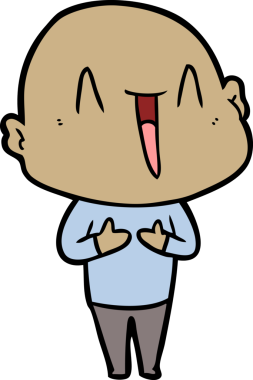 Bir insan tarafından çizilmiş mutlu, kel adam.