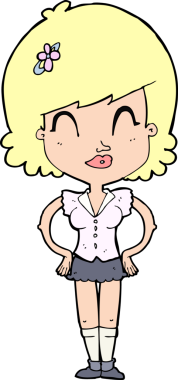 Bir insan tarafından çizilmiş mutlu bir kadın.