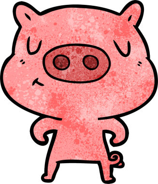 Bir insan tarafından çizilmiş çizgi film içerikli domuz.