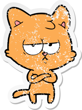 Bir insan tarafından çizilmiş sıkıntılı bir çizgi film kedisinin çıkartması.