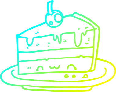 Bir insan tarafından çizilmiş çizgi film pastasının soğuk gradyan çizgisi.