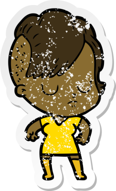 Bir insan tarafından çizilmiş karikatür bir kadının sıkıntılı çıkartması.