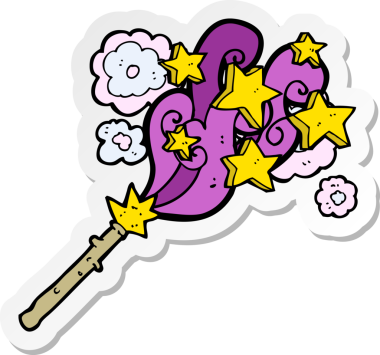 Bir insan tarafından çizilmiş sihirli değnek çıkartması.