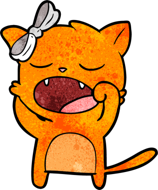 Bir insan tarafından çizilmiş esneyen kedi çizgi filmi.