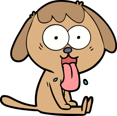 Bir insan tarafından çizilmiş şirin bir çizgi film köpeği.