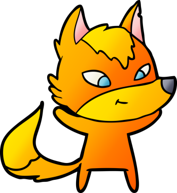 Bir insan tarafından çizilmiş tilki çizgi film karakteri