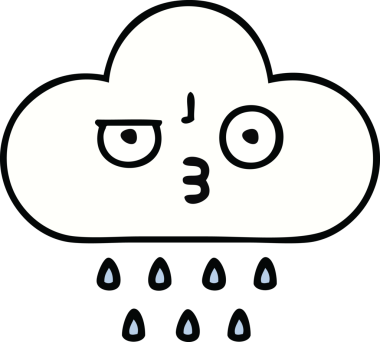 Bir insan tarafından çizilmiş şirin yağmur bulutu karikatürü