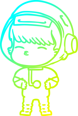 Bir insan tarafından çizilmiş soğuk gradyan çizgi çizimi meraklı bir astronot.